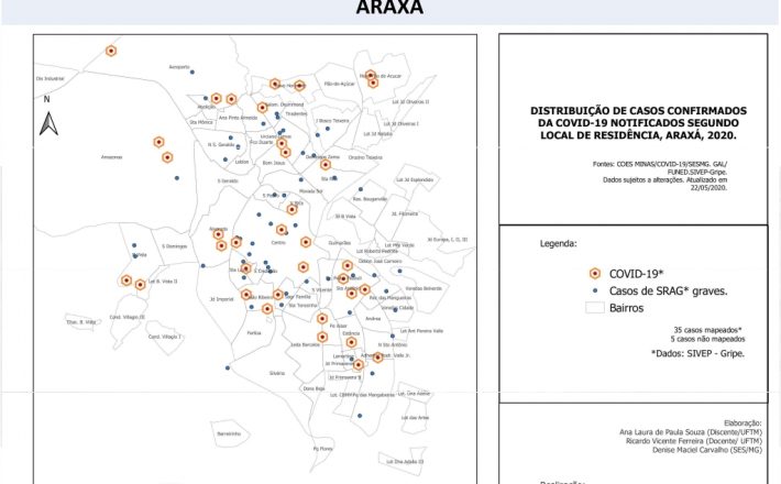Prefeitura divulga mapeamento dos casos de COVID-19 nos bairros de Araxá