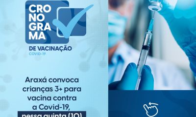 Araxá convoca crianças 3+ para vacina contra a Covid-19 nesta quinta (10); confira outras etapas
