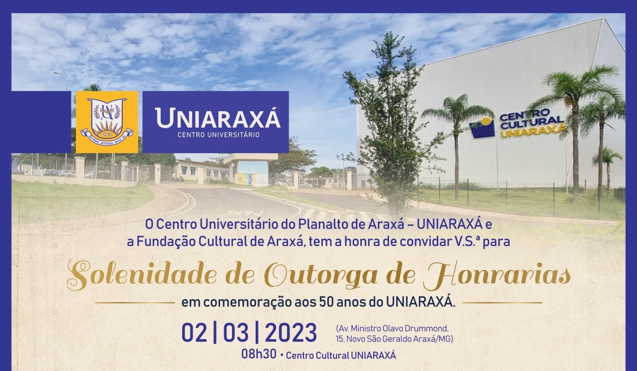 Uniaraxá convida comunidade para entrega de Honrarias